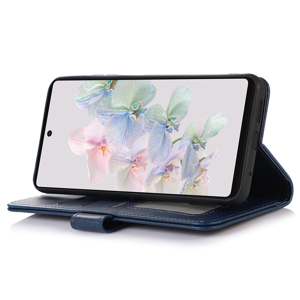 PU Leather Phone Case for Google Pixel 8 Pro , Cowhide Texture Cellphone Cover with Stand Wallet