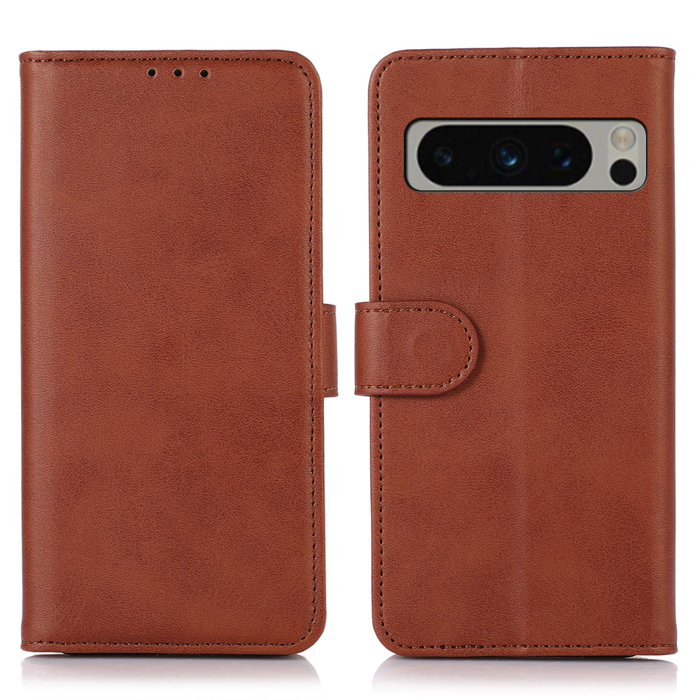 PU Leather Phone Case for Google Pixel 8 Pro , Cowhide Texture Cellphone Cover with Stand Wallet