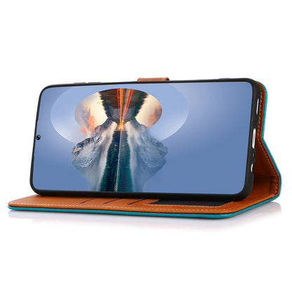 KHAZNEH For Google Pixel 8 PU Leather Phone Cover Gold Button Magnetic Case with Stand Wallet