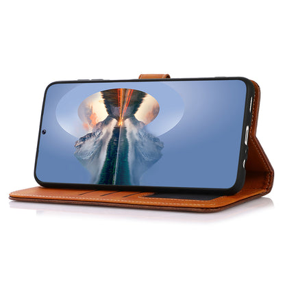 KHAZNEH For Google Pixel 8 PU Leather Phone Cover Gold Button Magnetic Case with Stand Wallet