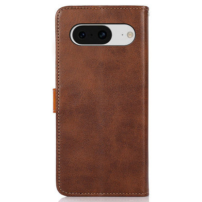 KHAZNEH For Google Pixel 8 PU Leather Phone Cover Gold Button Magnetic Case with Stand Wallet