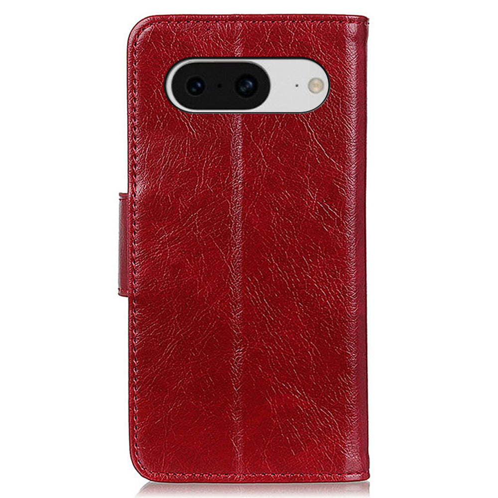 Stand Shell for Google Pixel 8 Split Leather Phone Case Nappa Texture Wallet Cover