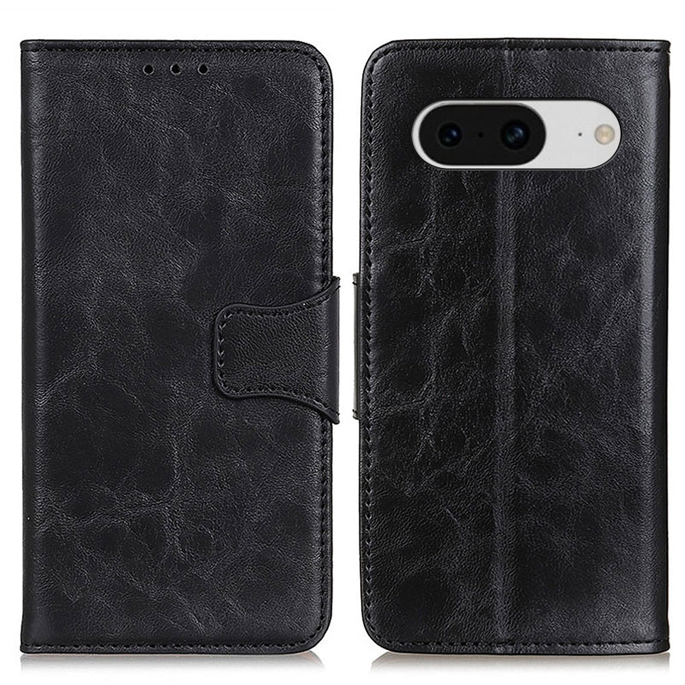 For Google Pixel 8 Split Leather Phone Wallet Case Crazy Horse Texture Stand Cell Phone Cover