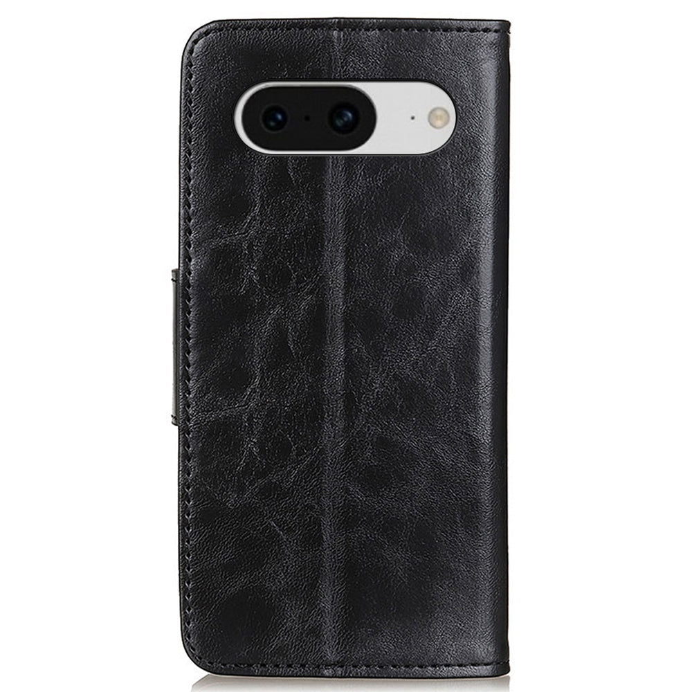 For Google Pixel 8 Split Leather Phone Wallet Case Crazy Horse Texture Stand Cell Phone Cover
