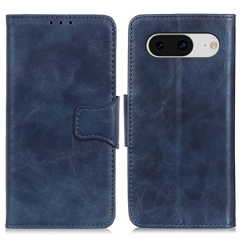 For Google Pixel 8 Split Leather Phone Wallet Case Crazy Horse Texture Stand Cell Phone Cover