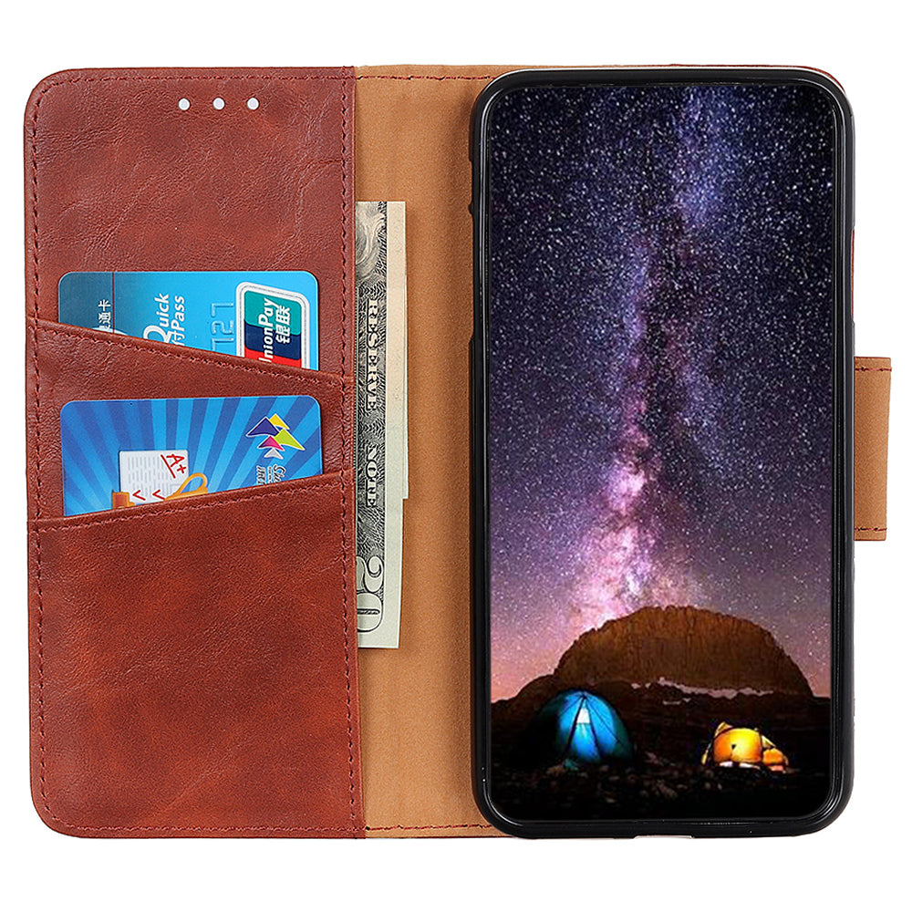 For Google Pixel 8 Split Leather Phone Wallet Case Crazy Horse Texture Stand Cell Phone Cover
