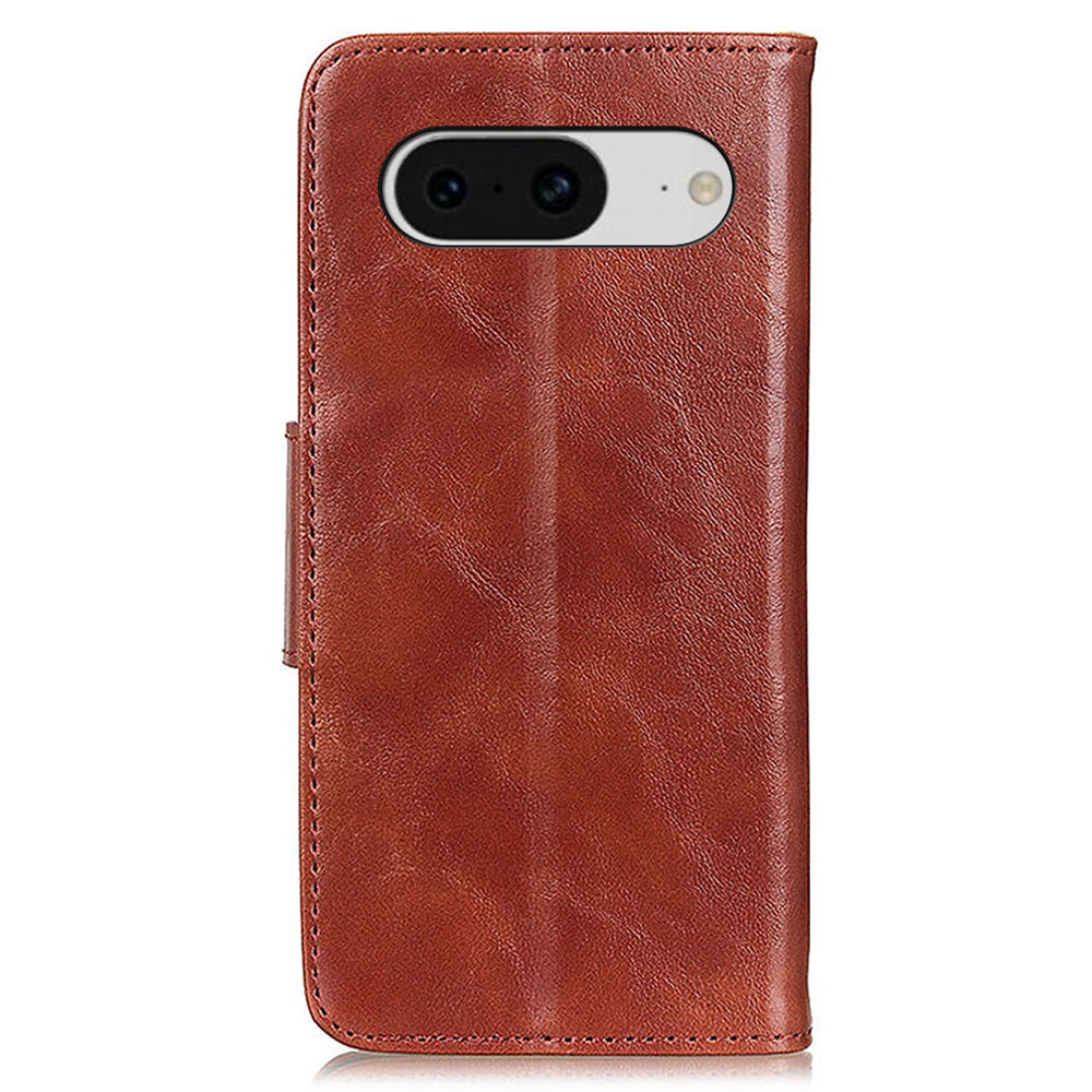 For Google Pixel 8 Split Leather Phone Wallet Case Crazy Horse Texture Stand Cell Phone Cover