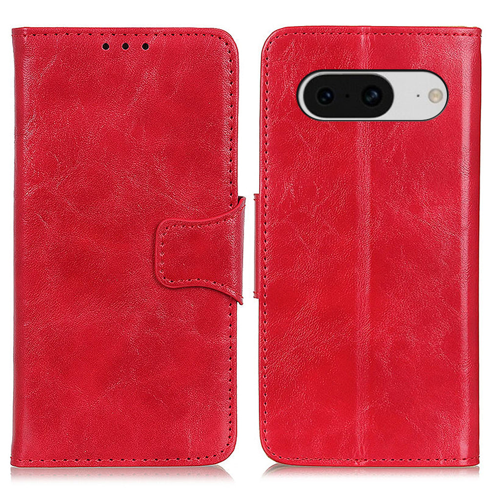 For Google Pixel 8 Split Leather Phone Wallet Case Crazy Horse Texture Stand Cell Phone Cover