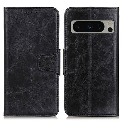 For Google Pixel 8 Pro Split Leather Flip Cover Crazy Horse Texture Anti-Drop Wallet Phone Case with Stand