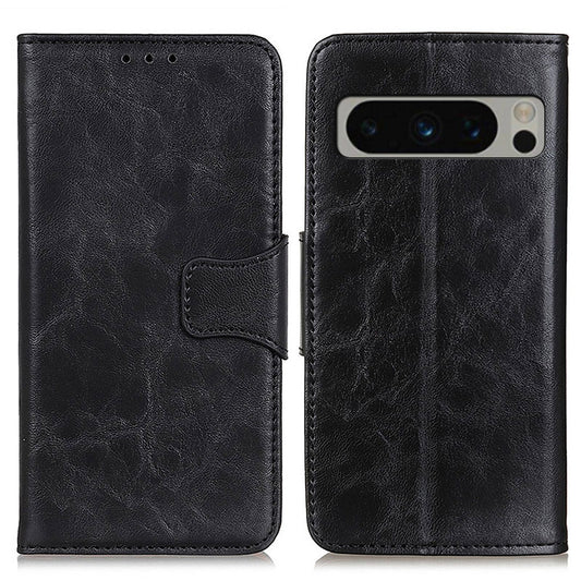 For Google Pixel 8 Pro Split Leather Flip Cover Crazy Horse Texture Anti-Drop Wallet Phone Case with Stand