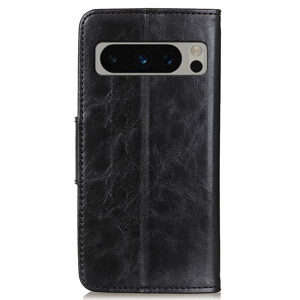 For Google Pixel 8 Pro Split Leather Flip Cover Crazy Horse Texture Anti-Drop Wallet Phone Case with Stand