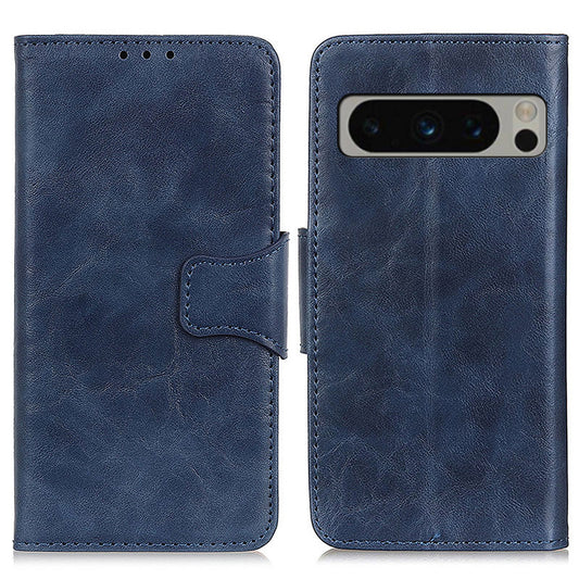 For Google Pixel 8 Pro Split Leather Flip Cover Crazy Horse Texture Anti-Drop Wallet Phone Case with Stand