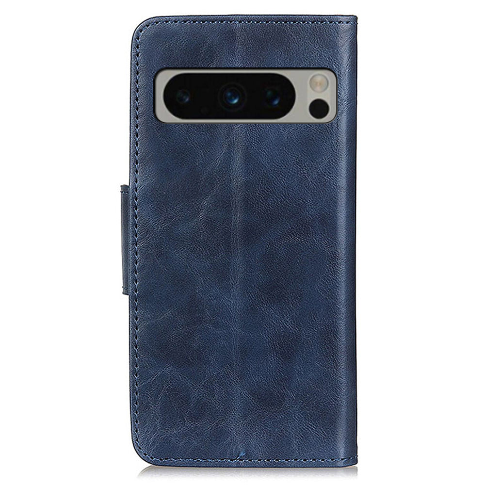 For Google Pixel 8 Pro Split Leather Flip Cover Crazy Horse Texture Anti-Drop Wallet Phone Case with Stand
