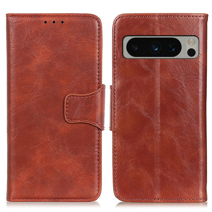 For Google Pixel 8 Pro Split Leather Flip Cover Crazy Horse Texture Anti-Drop Wallet Phone Case with Stand
