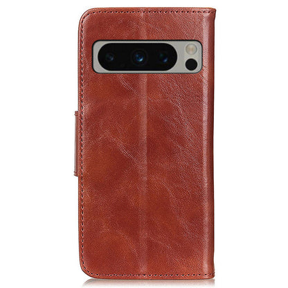 For Google Pixel 8 Pro Split Leather Flip Cover Crazy Horse Texture Anti-Drop Wallet Phone Case with Stand