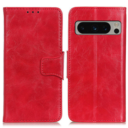 For Google Pixel 8 Pro Split Leather Flip Cover Crazy Horse Texture Anti-Drop Wallet Phone Case with Stand