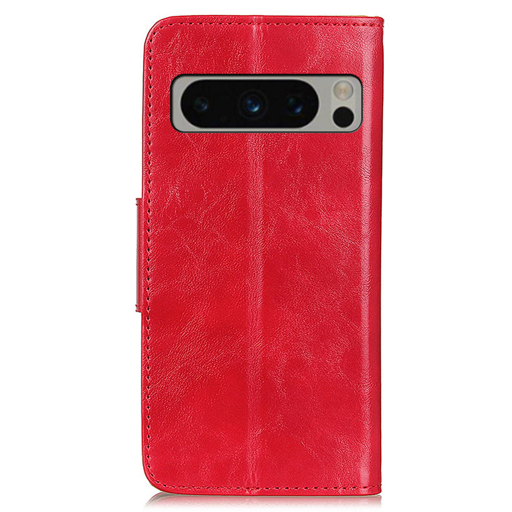 For Google Pixel 8 Pro Split Leather Flip Cover Crazy Horse Texture Anti-Drop Wallet Phone Case with Stand