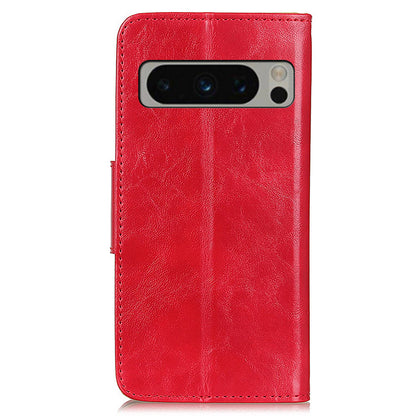 For Google Pixel 8 Pro Split Leather Flip Cover Crazy Horse Texture Anti-Drop Wallet Phone Case with Stand