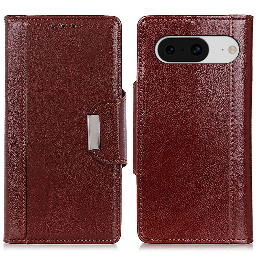 Phone Wallet Case for Google Pixel 8 , Anti-scratch PU Leather Cowhide Texture Stand Cover