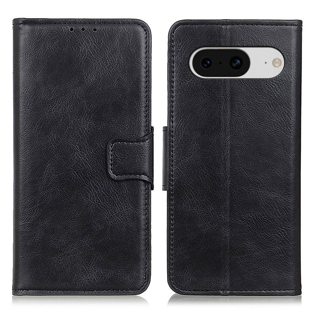 Leather Cover for Google Pixel 8 Cell Phone Wallet Case Crazy Horse Texture Shell with Stand