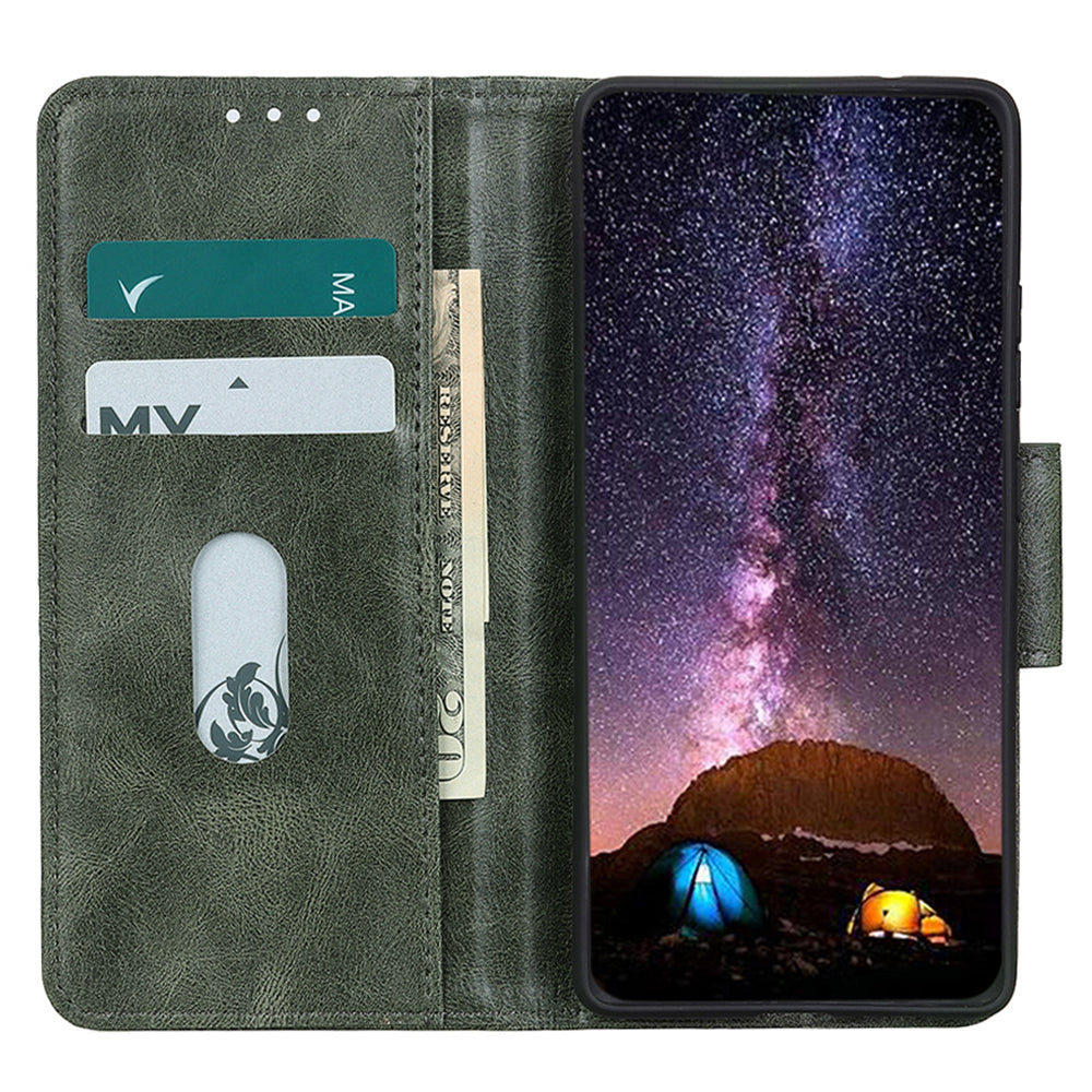 Leather Cover for Google Pixel 8 Cell Phone Wallet Case Crazy Horse Texture Shell with Stand