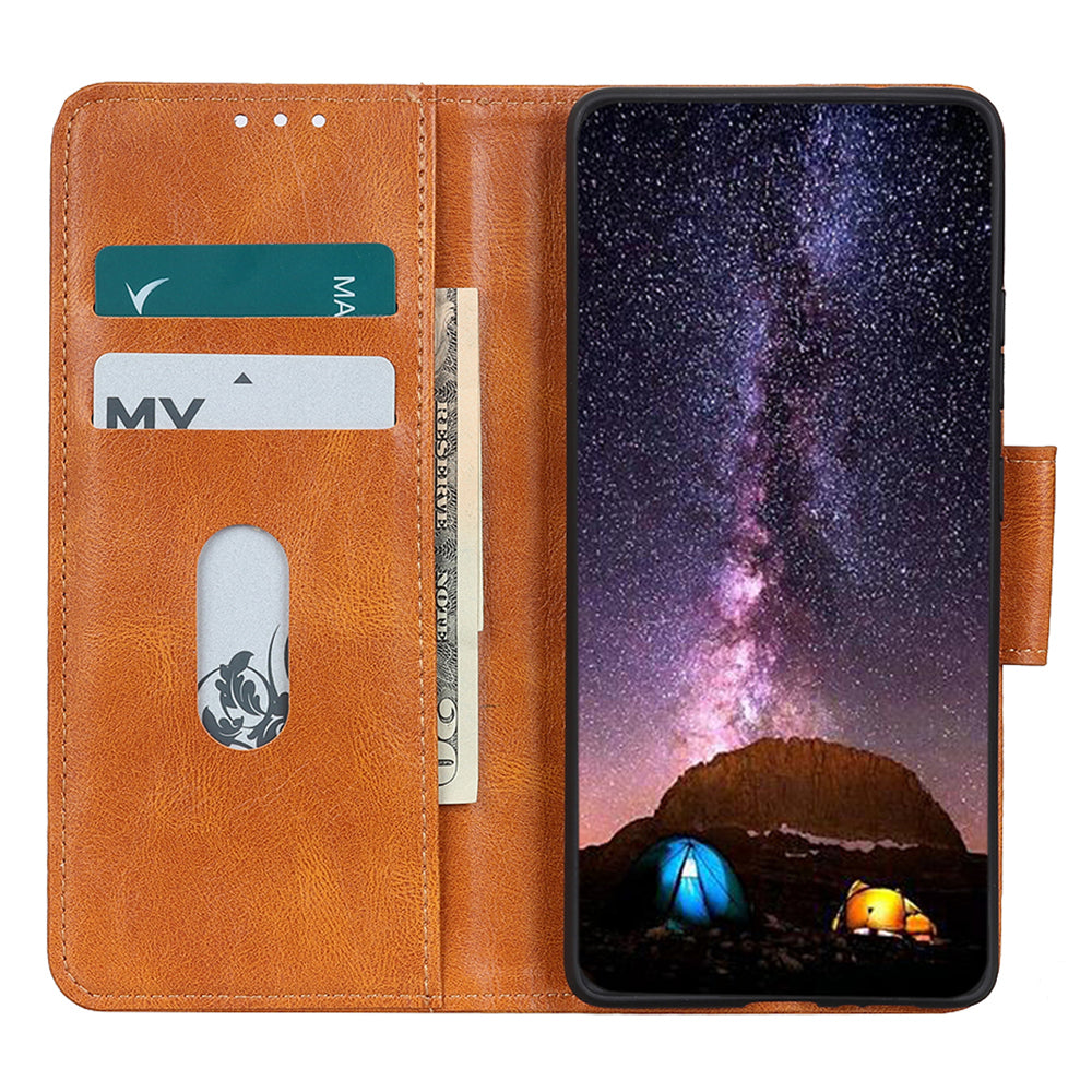 Leather Cover for Google Pixel 8 Cell Phone Wallet Case Crazy Horse Texture Shell with Stand
