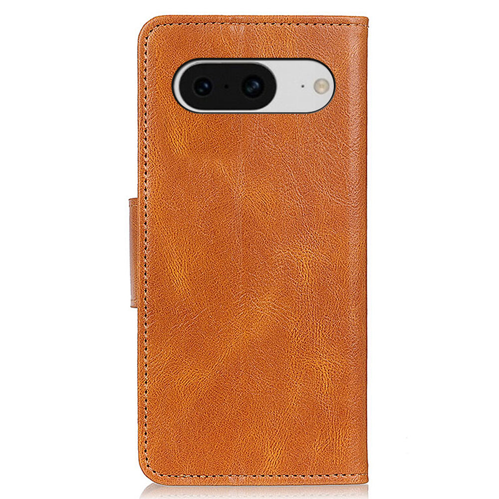 Leather Cover for Google Pixel 8 Cell Phone Wallet Case Crazy Horse Texture Shell with Stand