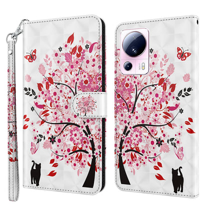 For Xiaomi 13 Lite / Civi 2 5G PU Leather Wallet Phone Case 3D Pattern Printing Phone Stand Cover with Strap