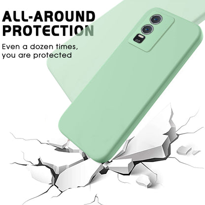 For vivo Y76s / Y76 5G Liquid Silicone Phone Case Soft Lining Anti-scratch Back Cover with Strap