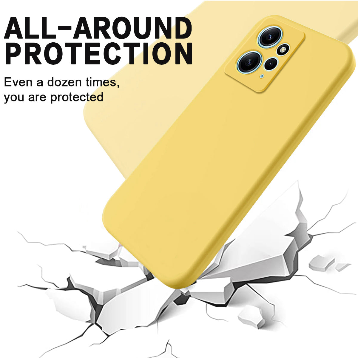 Phone Case for Xiaomi Redmi Note 12 4G , Liquid Silicone Soft Lining Drop-proof Cover with Strap