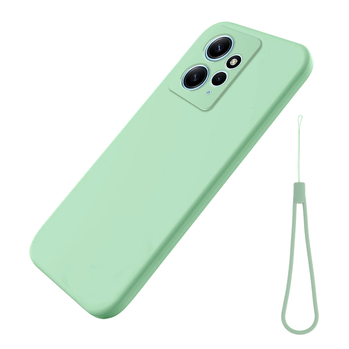 Phone Case for Xiaomi Redmi Note 12 4G , Liquid Silicone Soft Lining Drop-proof Cover with Strap
