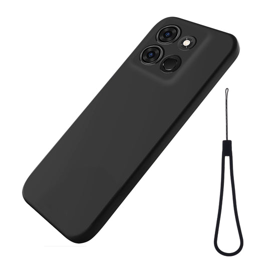 For Infinix Smart 7 4G Anti-drop Phone Back Cover Liquid Silicone Soft Lining Phone Case with Strap