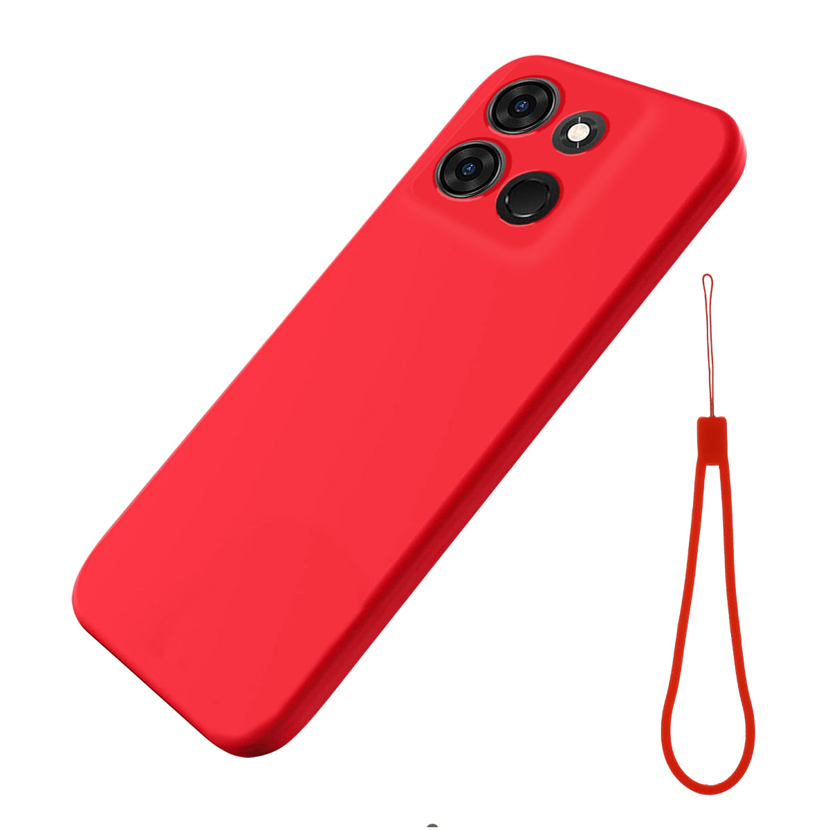 For Infinix Smart 7 4G Anti-drop Phone Back Cover Liquid Silicone Soft Lining Phone Case with Strap