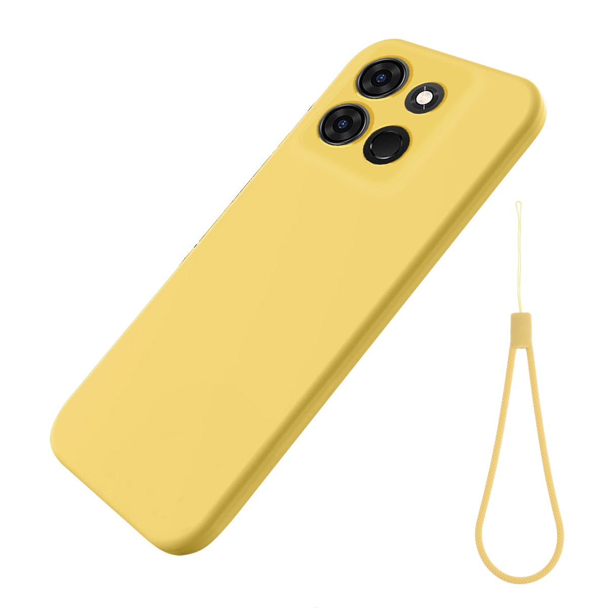For Infinix Smart 7 4G Anti-drop Phone Back Cover Liquid Silicone Soft Lining Phone Case with Strap