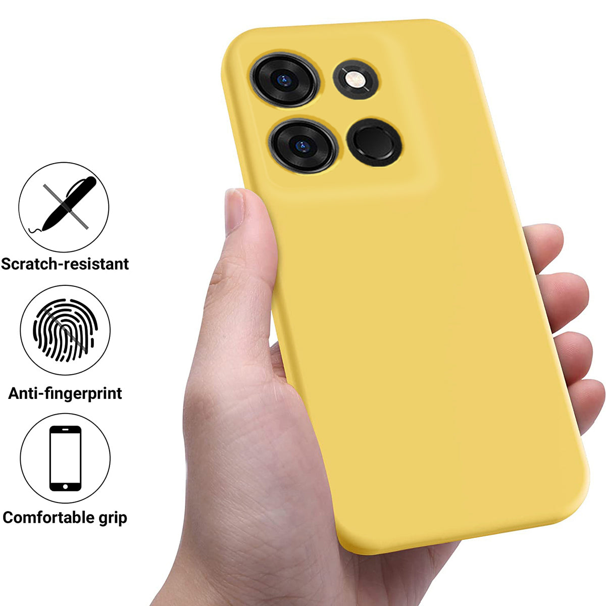For Infinix Smart 7 4G Anti-drop Phone Back Cover Liquid Silicone Soft Lining Phone Case with Strap