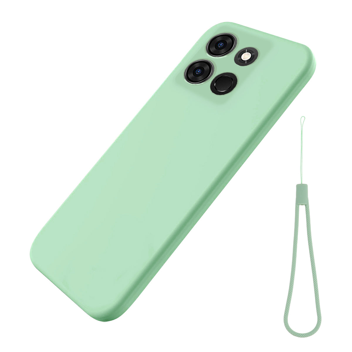 For Infinix Smart 7 4G Anti-drop Phone Back Cover Liquid Silicone Soft Lining Phone Case with Strap