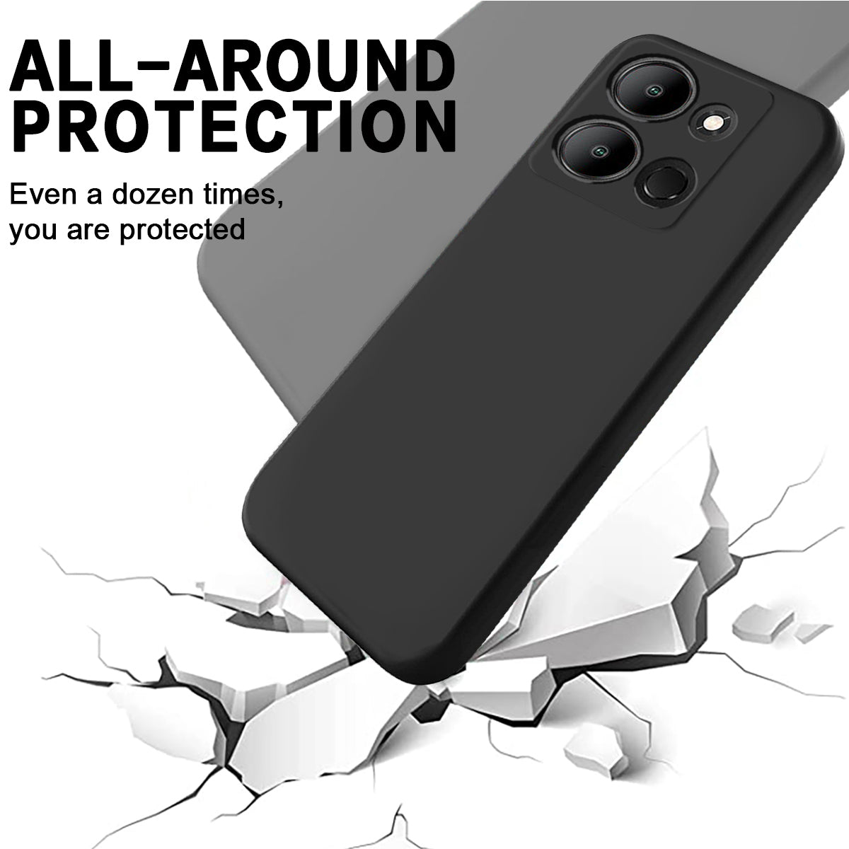 Protective Cover for Infinix Smart 7 (India) 4G , Liquid Silicone Soft Lining Phone Case with Strap