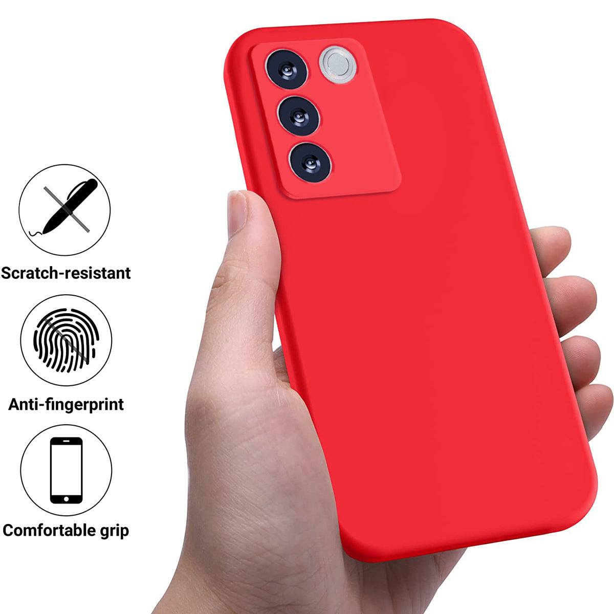 For vivo V27 / V27 Pro / S16 / S16 Pro 5G Liquid Silicone Back Cover Soft Lining Anti-Scratch Phone Case with Strap