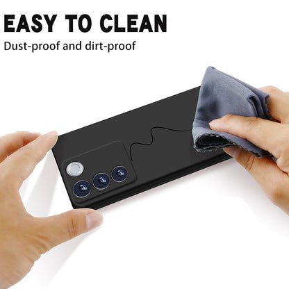 For vivo V27e 4G / S16e 5G Anti-scratch Phone Case Liquid Silicone Soft Lining Cover with Strap