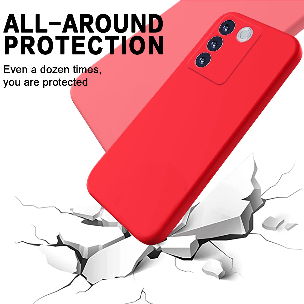For vivo V27e 4G / S16e 5G Anti-scratch Phone Case Liquid Silicone Soft Lining Cover with Strap