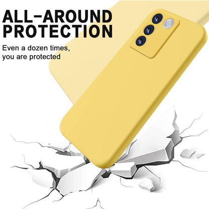 For vivo V27e 4G / S16e 5G Anti-scratch Phone Case Liquid Silicone Soft Lining Cover with Strap