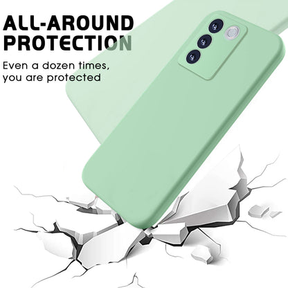 For vivo V27e 4G / S16e 5G Anti-scratch Phone Case Liquid Silicone Soft Lining Cover with Strap