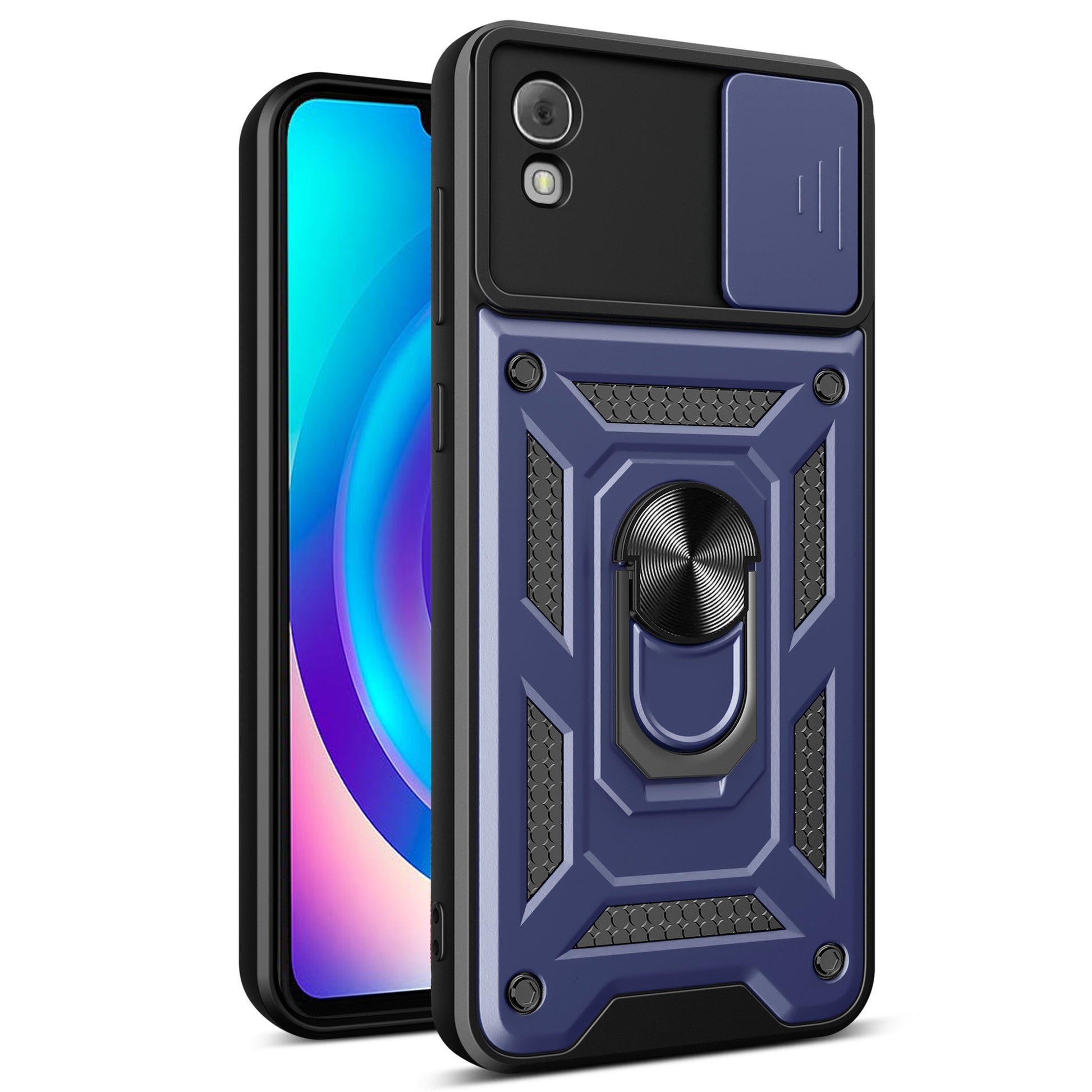 Anti-Scratch Kickstand PC+TPU Phone Case for TCL 30 Z Slide Lens Protection Cover