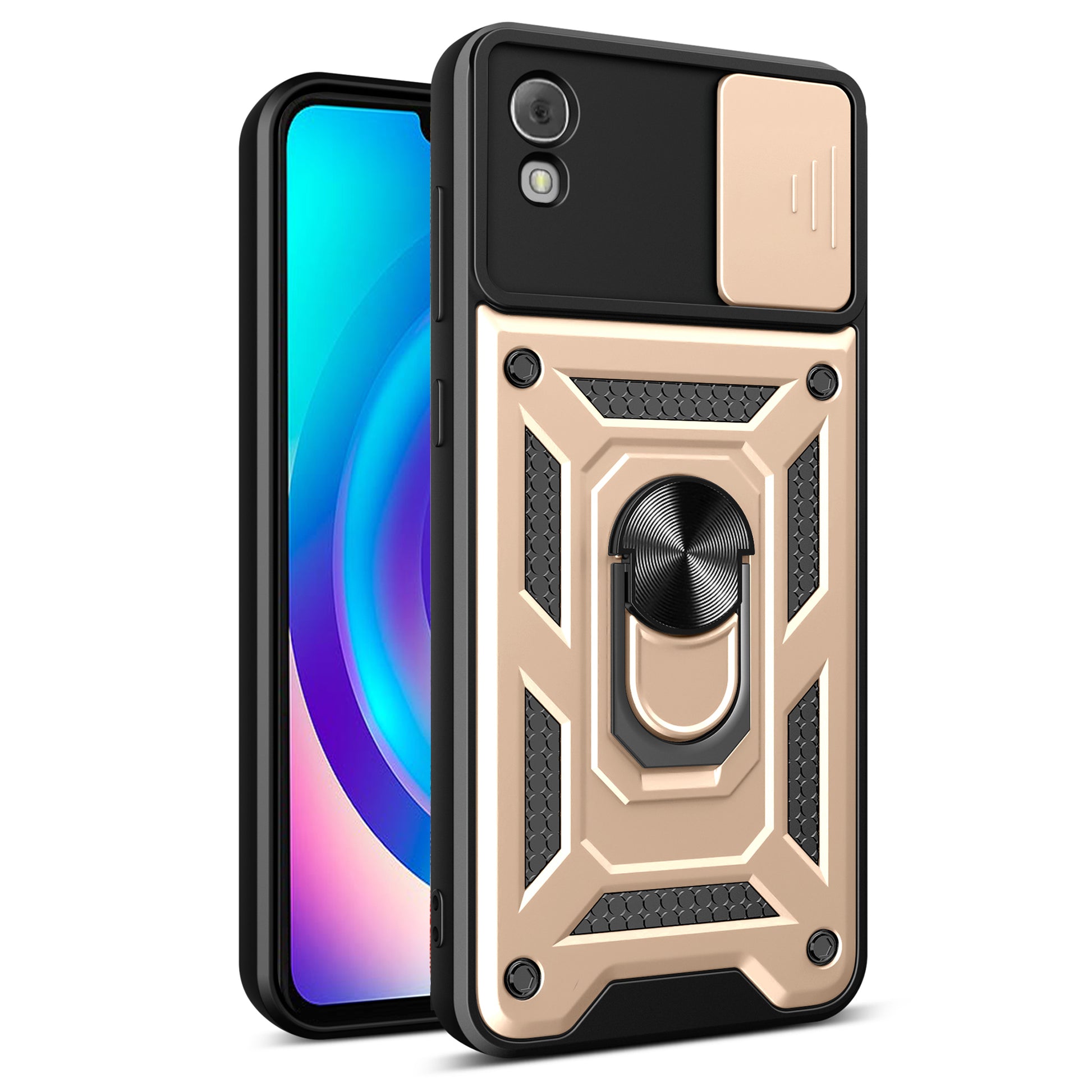 Anti-Scratch Kickstand PC+TPU Phone Case for TCL 30 Z Slide Lens Protection Cover