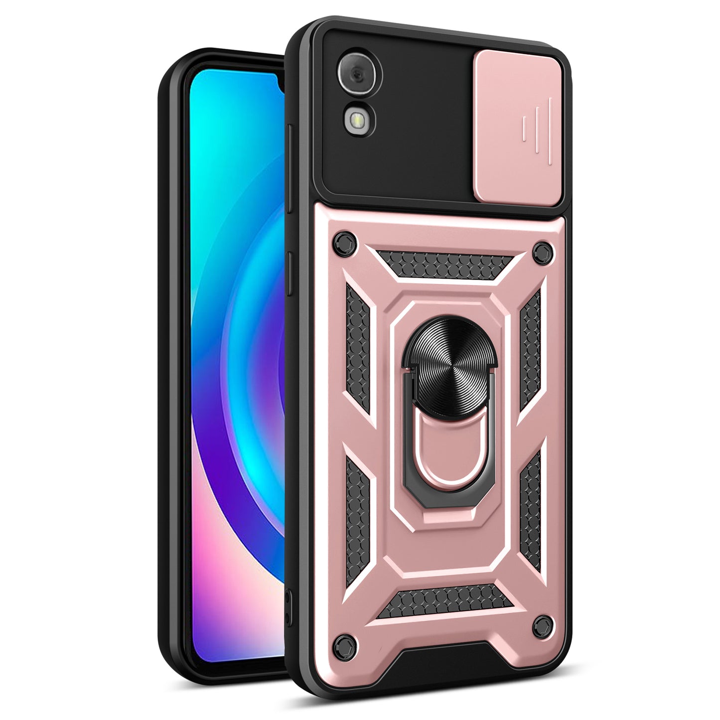 Anti-Scratch Kickstand PC+TPU Phone Case for TCL 30 Z Slide Lens Protection Cover