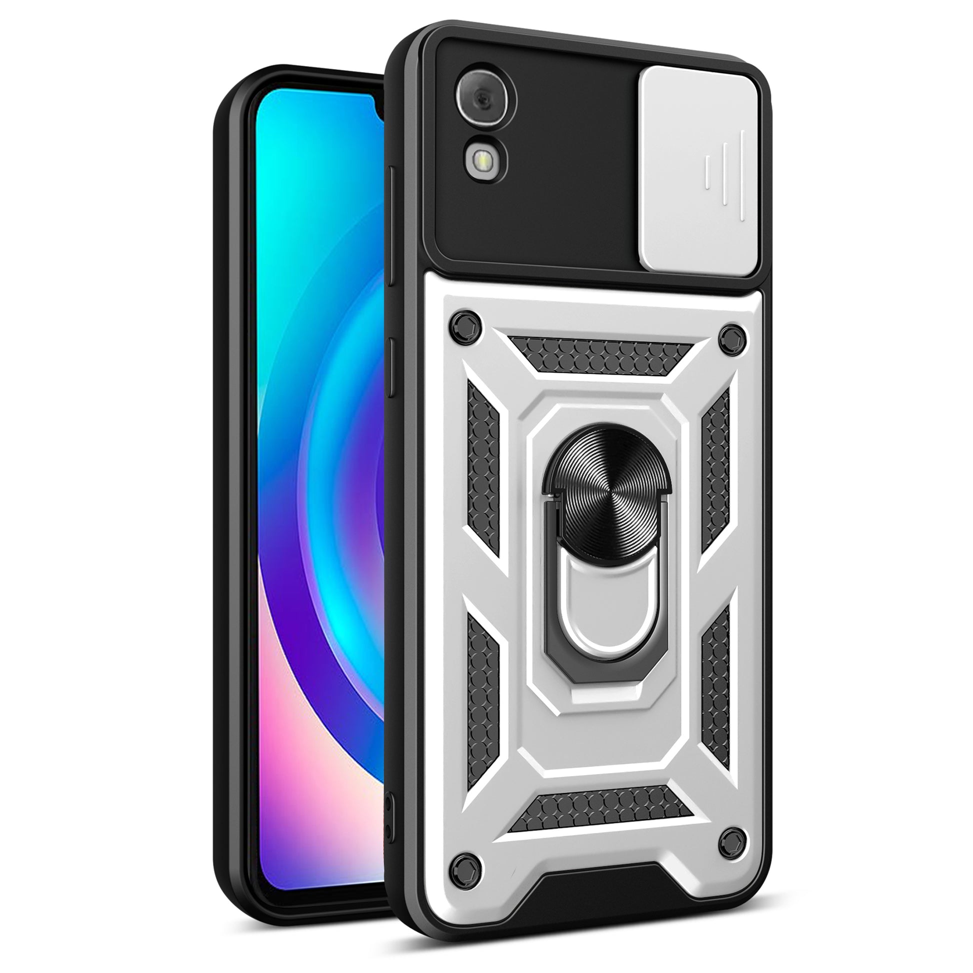 Anti-Scratch Kickstand PC+TPU Phone Case for TCL 30 Z Slide Lens Protection Cover