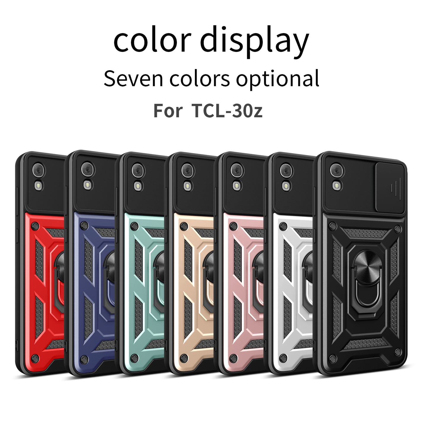 Anti-Scratch Kickstand PC+TPU Phone Case for TCL 30 Z Slide Lens Protection Cover
