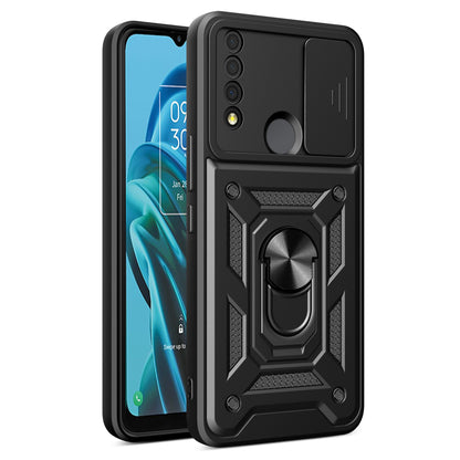 For TCL 30 XE 5G Slide Lens Protection Cover Shockproof Kickstand PC+TPU Phone Case Shell