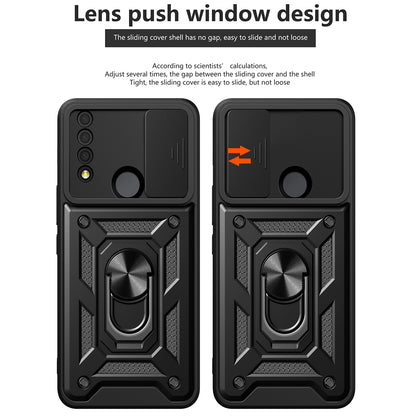 For TCL 30 XE 5G Slide Lens Protection Cover Shockproof Kickstand PC+TPU Phone Case Shell