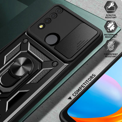 For TCL 30 XE 5G Slide Lens Protection Cover Shockproof Kickstand PC+TPU Phone Case Shell